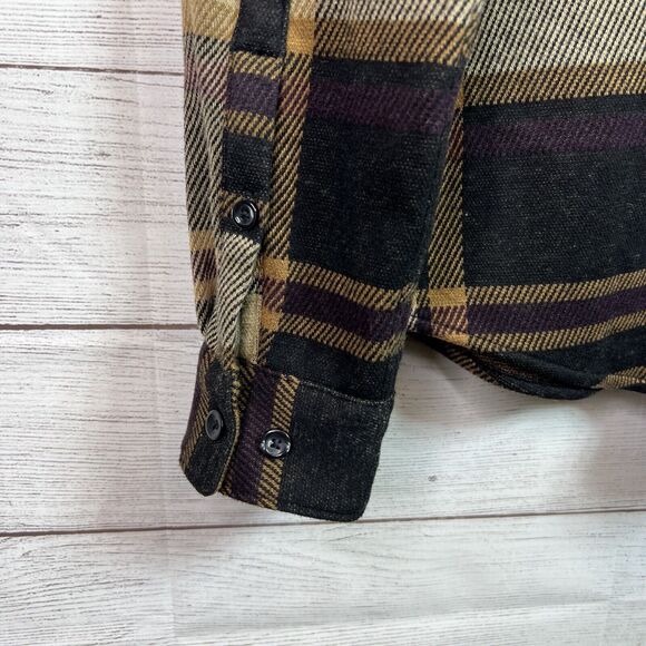 Express Mens Plaid Brown Knit Long Sleeve Button Down Size M - Picture 7 of 9